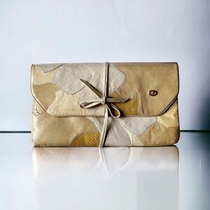 Carlo Fiori Italy Clutch Envelope Bag Genuine Snakeskin & Iguana Patchwork 13x7